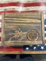 Wooden Lock Box with Armed Forces Logo