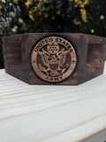 Wooden Passive Sound Amplifier with Armed Services Logo