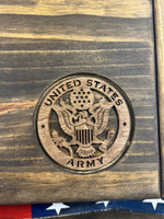 Wooden Lock Box with Armed Forces Logo