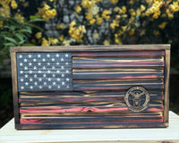 Wooden American Flag Wall Art with Armed Services Logo