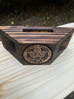 Wooden Passive Sound Amplifier with Armed Services Logo