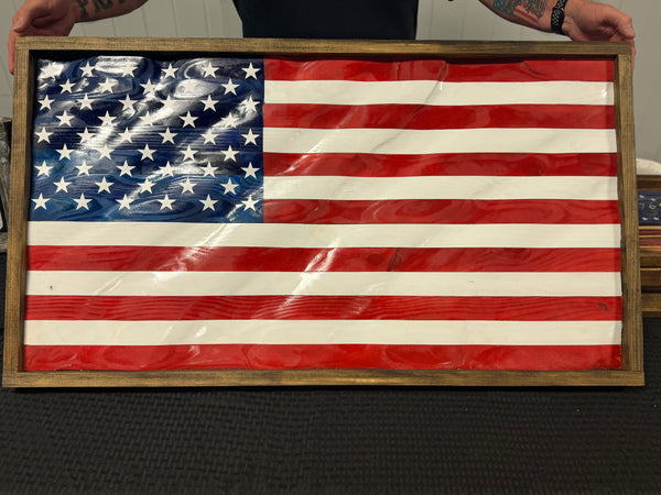 Wooden Wavy American Flag