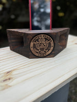 Wooden Passive Sound Amplifier with Armed Services Logo